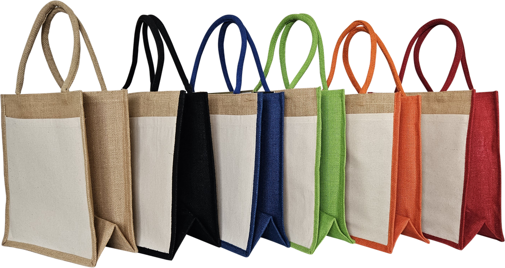 Jute Cotton Pocket Bag (Black, Unbranded, Printed 1 Colour on 1 Side)